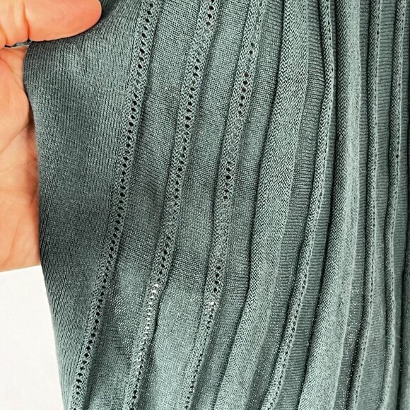 Knitted & Knotted Teal Open-Front Knit Lightweight Cardigan 100% Cotton Size XS - Picture 3 of 10